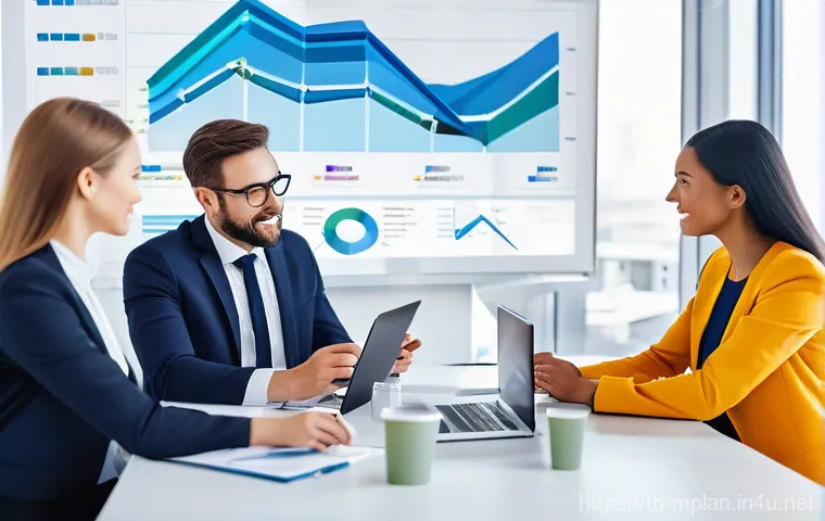 미디어 플래너와 데이터 기반 마케팅 - **Prompt:** A diverse team of young, intelligent marketing strategists (two men and two women), prof... 미디어 플래너와 데이터 기반 마케팅 - **Prompt:** A diverse team of young, intelligent marketing strategists (two men and two women), prof...