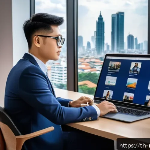 Home 30 미디어 플래너의 실전 사례 분석 - A professional Thai media planner in a modern office environment, analyzing online consumer behavior...