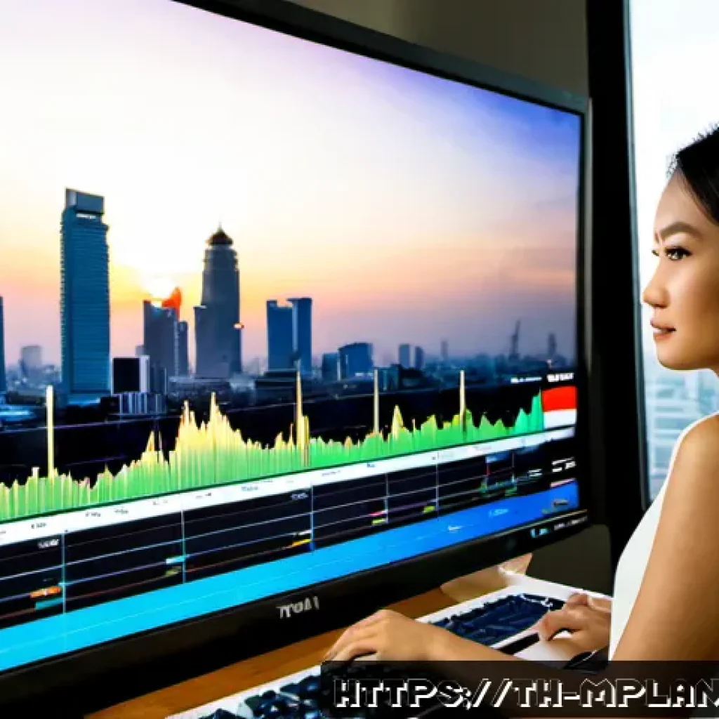 미디어 플래너와 라디오 광고 기획 - Photorealistic Bangkok media planner in a modern creative agency, reviewing a radio advertising camp...